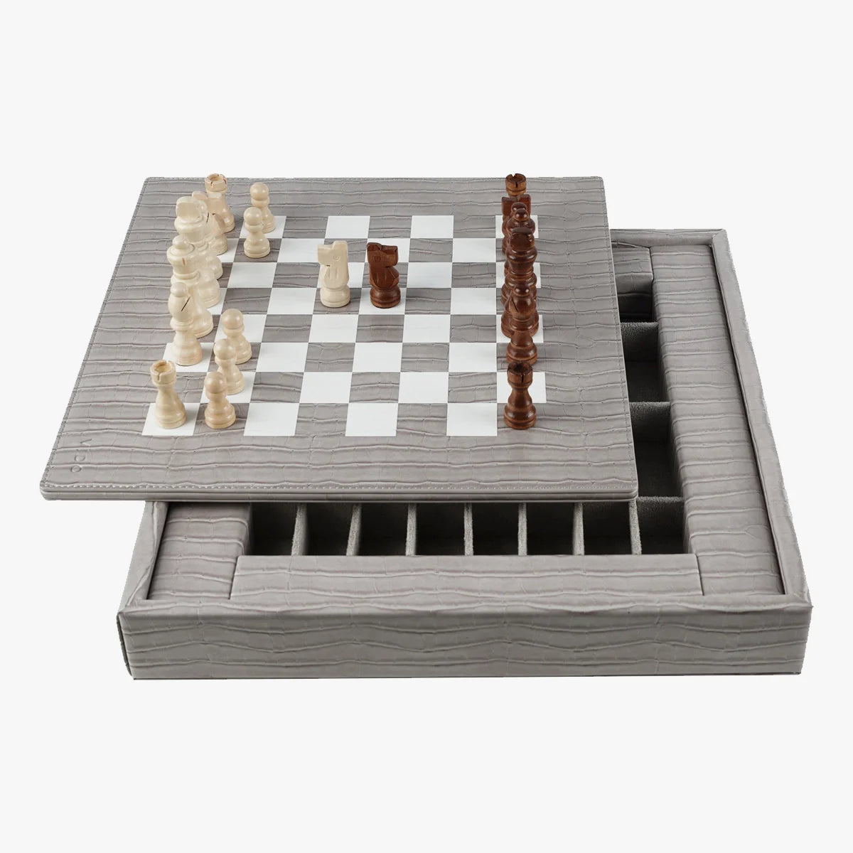 VIDO Luxury Chess Box Grey Alligator Vegan Leather