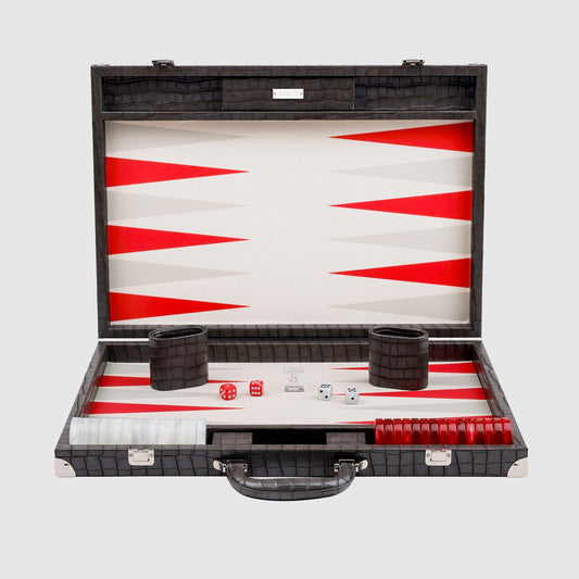 Charcoal Alligator Large Backgammon