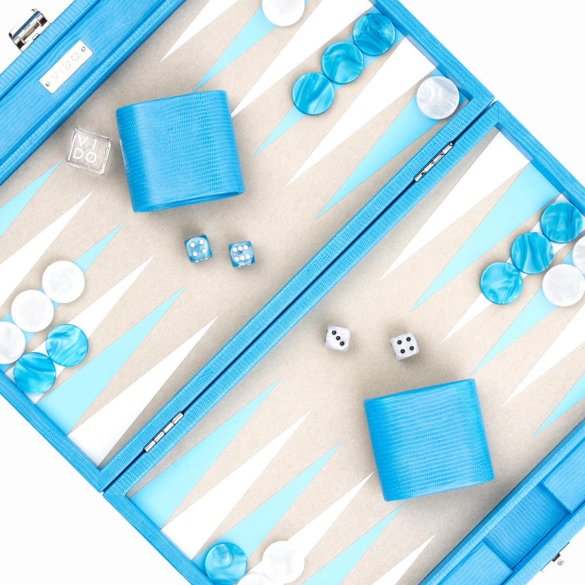 Azure Blue Lizard Medium Backgammon